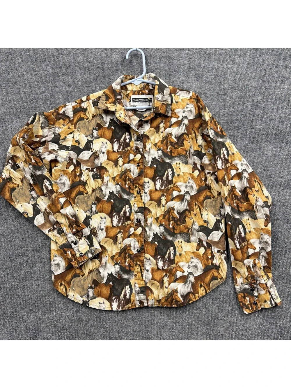 Panhandle Slim Quality Western Wear 100% Cotton Girls Size Large Horses